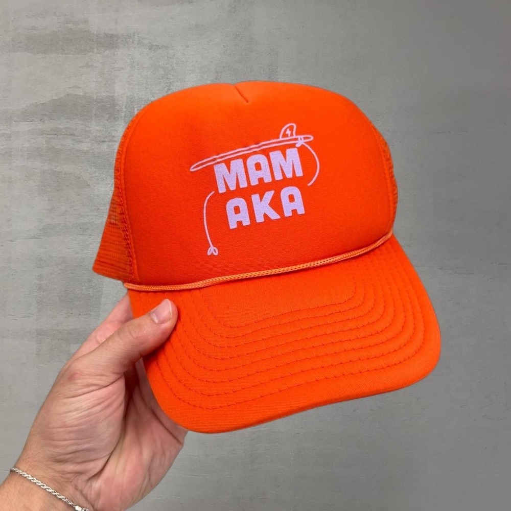 Nissin Cap Trucker Hat Orange Vintage MAM AKA Desert Storm Bomb Snapback OSFA